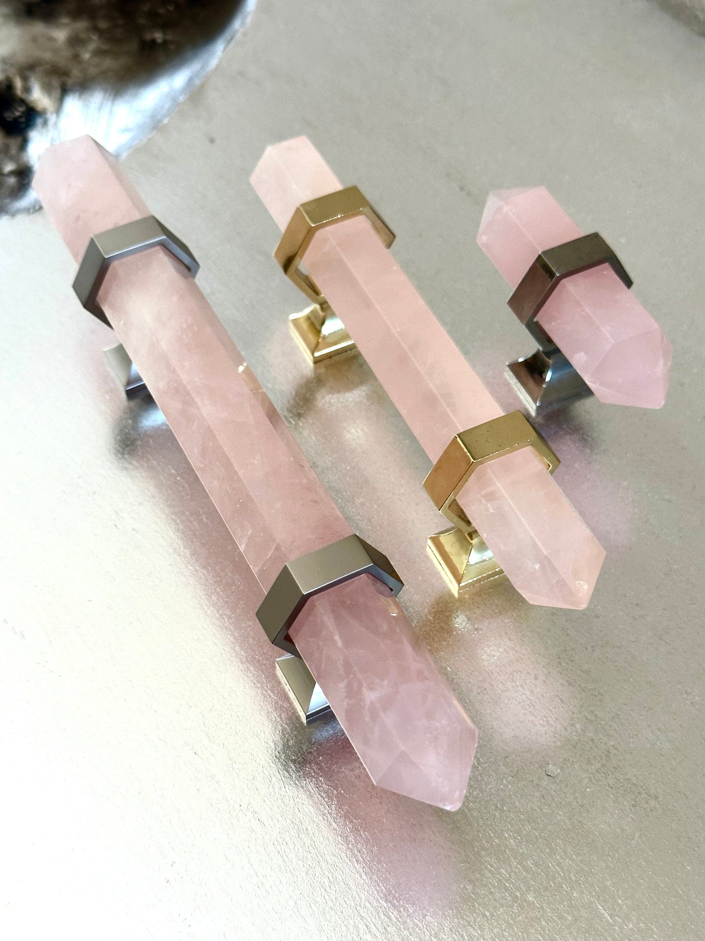 Rose Quartz Crystal Handle