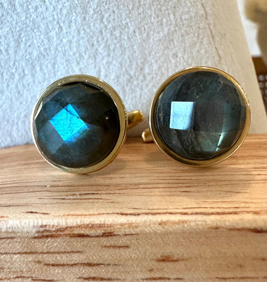 Faceted Labradorite Gemstone Cufflinks