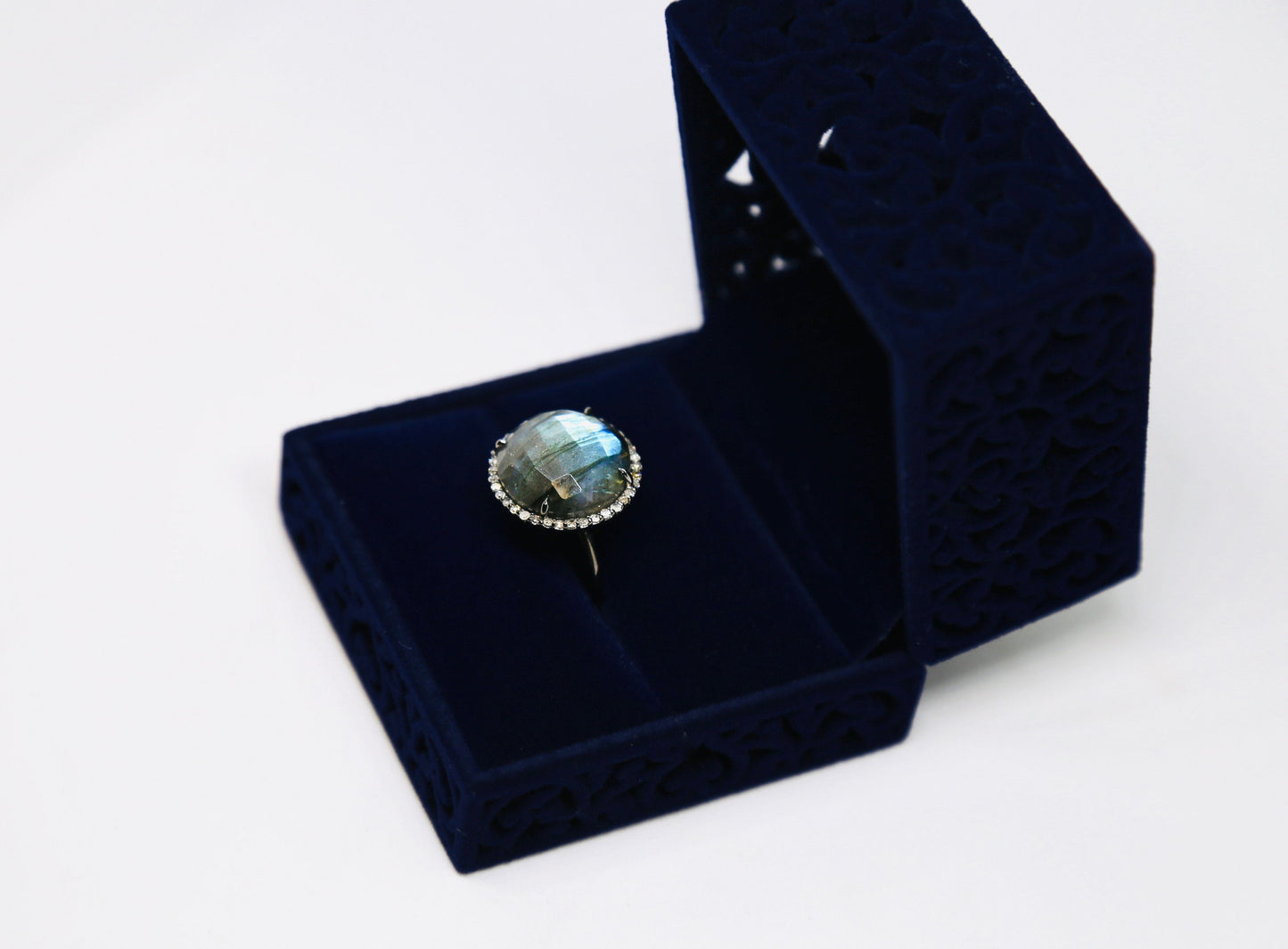 Labradorite Halo Ring