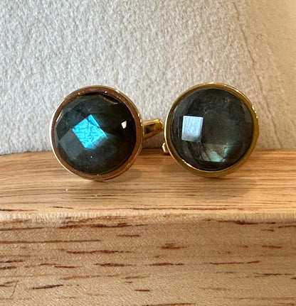 Faceted Labradorite Gemstone Cufflinks