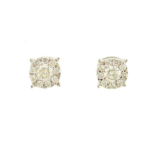 Diamond Cluster Stud Earrings