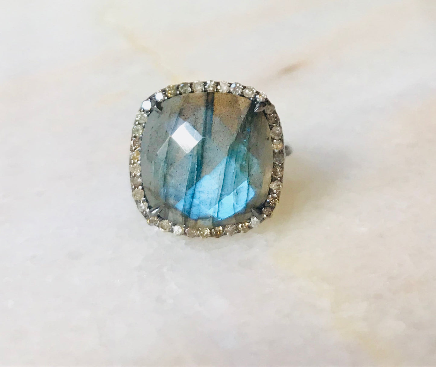 Labradorite Cushion Cut Ring