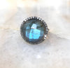 Labradorite Halo Ring