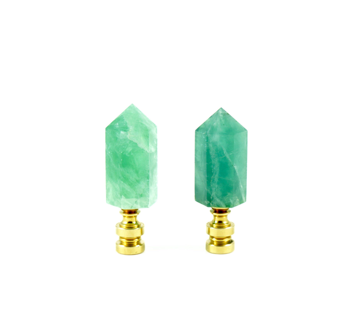 Green Fluorite Crystal Point Lamp Finial