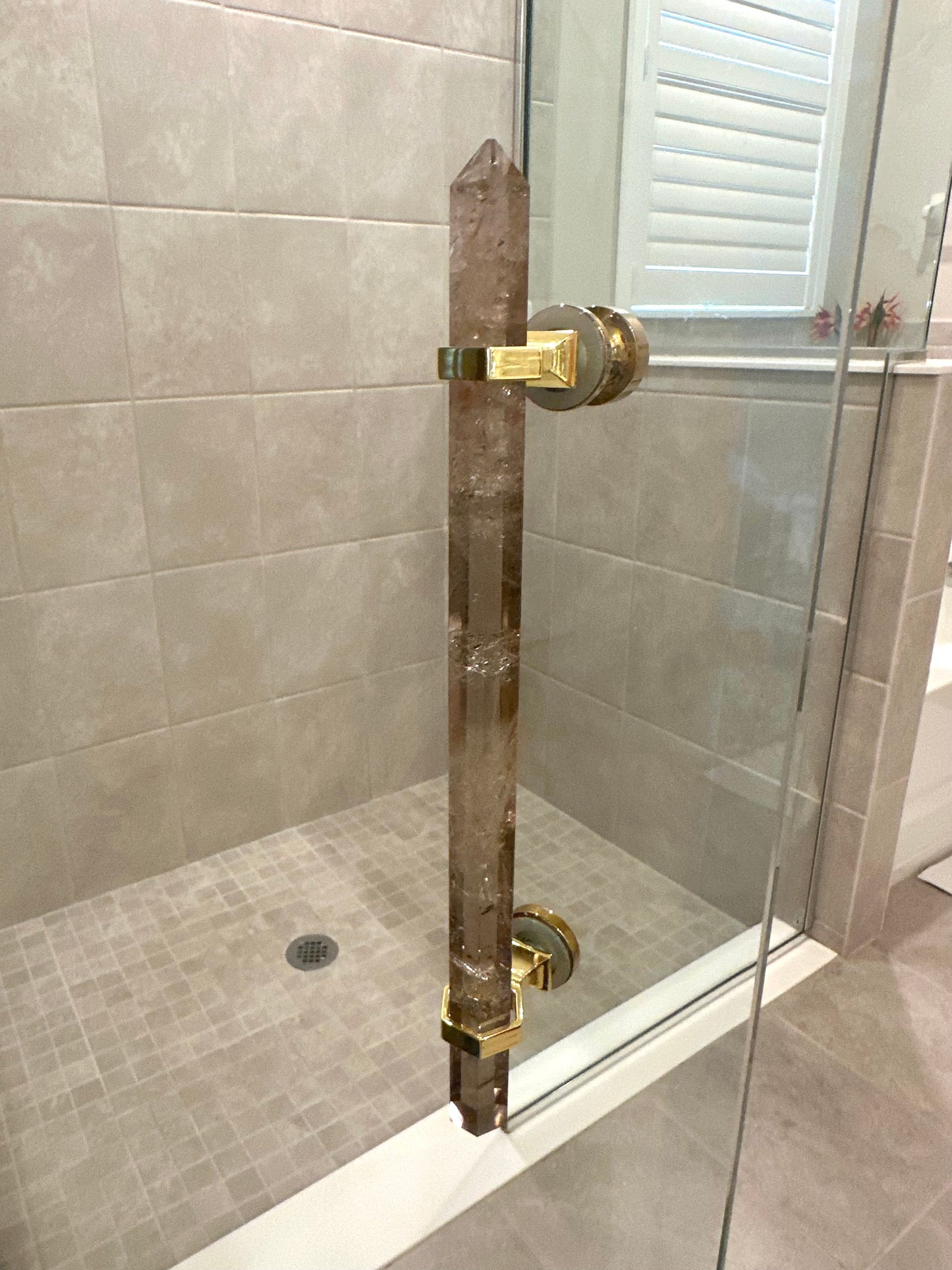 Smoky Quartz Shower Door Handle