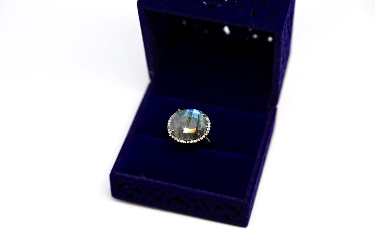 Labradorite Halo Ring