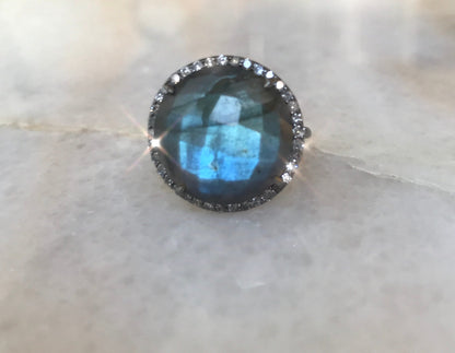 Labradorite Halo Ring