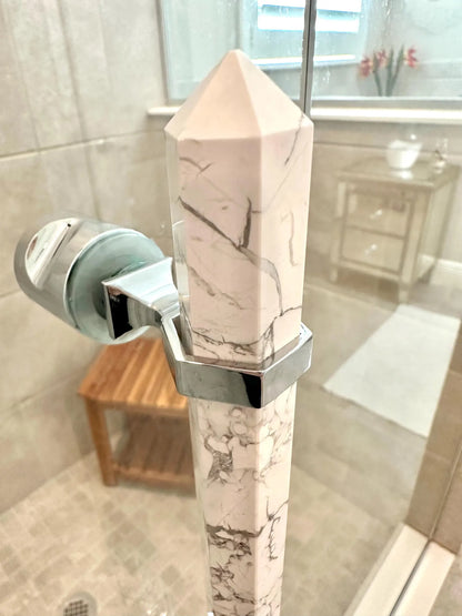 White "Marble" Glass Shower Door Handle