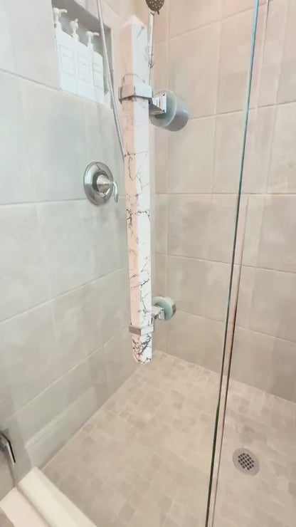 White "Marble" Glass Shower Door Handle